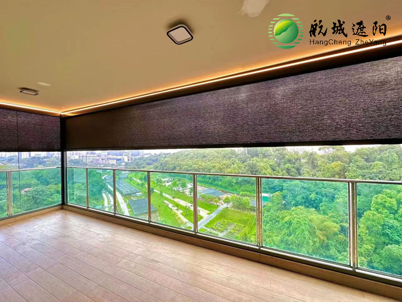 航城遮陽超寬超長帶燈防風(fēng)卷簾